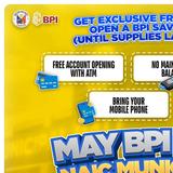 Poster: BPI account opening, libreng ATM at freebies, Naic Municipal Hall, Agosto 11-12, 2025