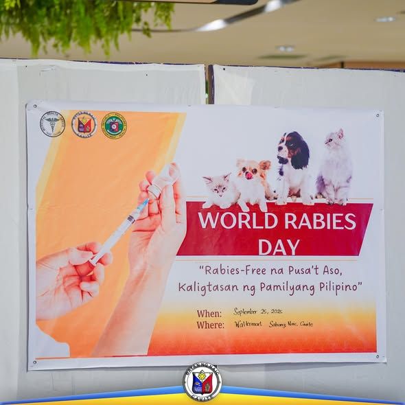 Poster: World Rabies Day, Setyembre 25, 2025, Waltermart Sabang, Naic, Cavite na may temang rabies-free na pusa't aso