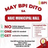 Poster: May BPI dito sa Naic Municipal Hall, Setyembre 29-30, 2025, 9:00 AM hanggang 4:00 PM, Main Lobby
