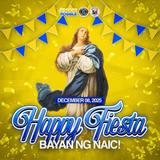 Poster: Happy Fiesta, Bayan ng Naic, Disyembre 08, 2025, may larawan ng Mahal na Birheng Maria