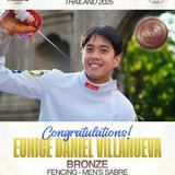 Poster: Pagbati kay Eunice Daniel Villanueva, Bronze Medal sa Fencing Men's Sabre, 33rd SEA Games, Thailand 2025