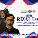 Poster: 129th Rizal Day, Disyembre 30, Naic, Cavite. Araw ng Kabayanihan ni Dr. Jose Rizal.