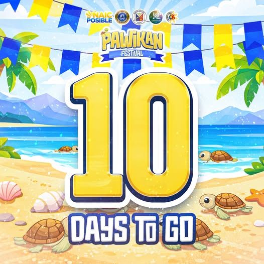 Poster: 10 Days to Go sa Pawikan Festival, Naic, Cavite, may mga pawikan sa tabing-dagat